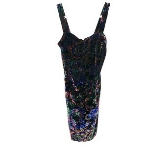 Vintage Y2K Vintage Multicolor Velvet Roberta Sweetheart Neckline Dress Size 3/4